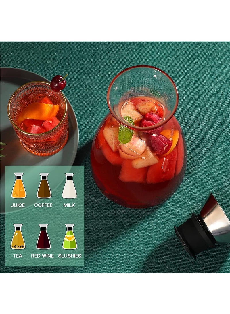 Heat-Resistant Glass Cold Water Bottle Glass Pitcher with Lid Juice Pitcher Water Bottle (1100ml/37.2 Oz) - Image 2